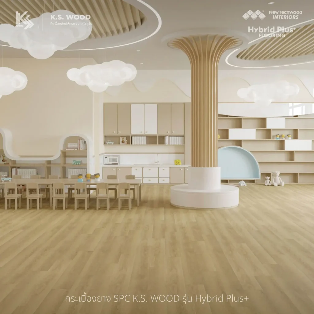 ผลงงานติดตั้งจริง บ้านพักส่วนบุคคล ด้วยไม้พื้นกระเบื้องยาง SPC ของ K.S. WOOD 5G Click Lock  ระบบล็อกลิขสิทธิ์ระดับโลก (Välinge จากประเทศสวีเดน) ที่พัฒนาต่อยอดมาจากระบบคลิกล็อกทั่วไป ความเนียนของรอยต่อ ล็อกพื้นแน่น และติดตั้งเร็ว