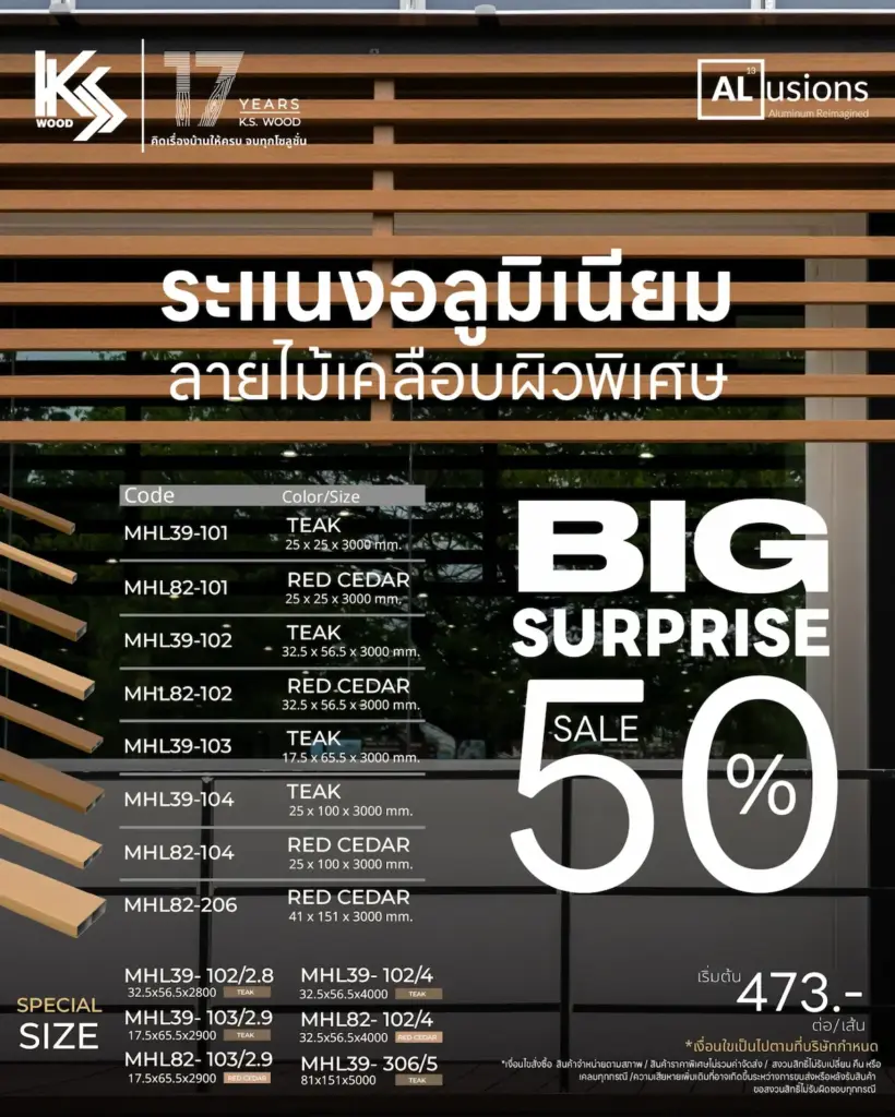 ระแนงอลูมิเนียมลด50%